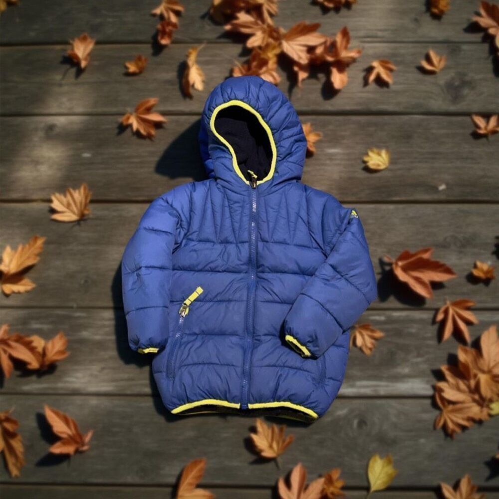 Snozu Puffer Jacket Double Zip Blue/Black Fleece Size 4T